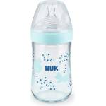 Nuk Стъклено шише със силиконов биберон NUK - Nature Sense, Softer, TC, 240 ml, размер M, Синьо (10745117-Син)