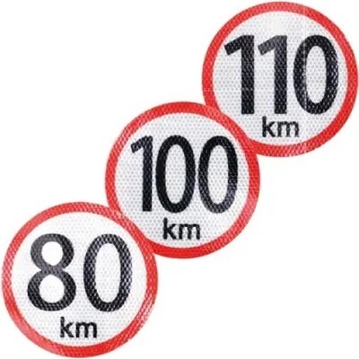 Samolepka reflexná – Obmedzená rýchlosť 65 (C5)