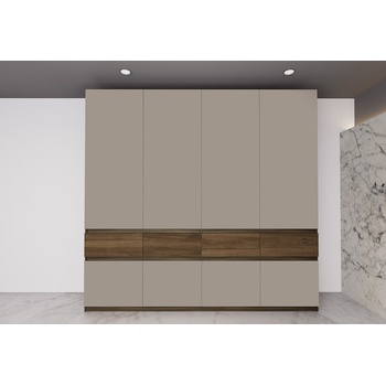 IRIM Четирикрилен гардероб Positano дъб Дилън тъмен / мдф капучино мат / мдф Pasific