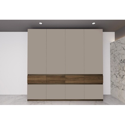 IRIM Четирикрилен гардероб Positano дъб Дилън тъмен / мдф капучино мат / мдф Pasific