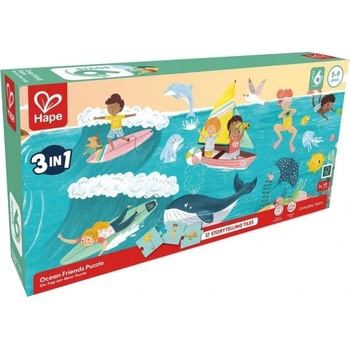 Image 1 of Hape Образователен пъзел 3 в 1 Hape International - Приятели на океана (H1645)