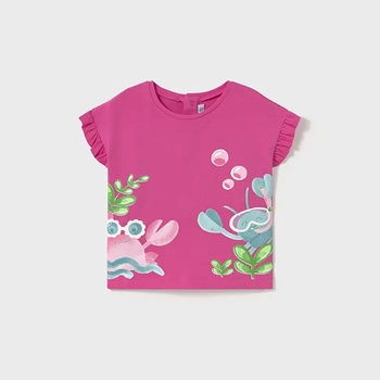 MAYORAL Тениска къс ръкав цветна графика цвят фуксия за мини момиче Майорал