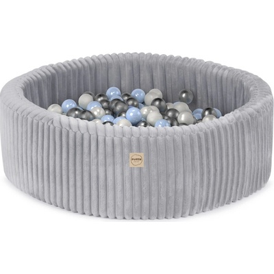 PLUSH NEST PLUSH NEST Suchý bazén okrúhly Puffy Lamell (sivý) Ø 90 × 30 cm s 200 perleťovými loptičkami