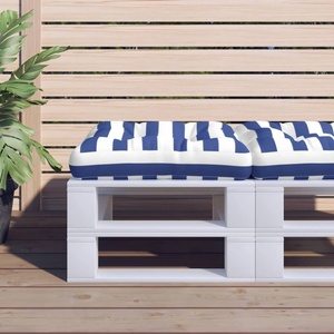 vidaXL Палетна възглавница синьо-бяло райе 50x50x12 см плат (360440)