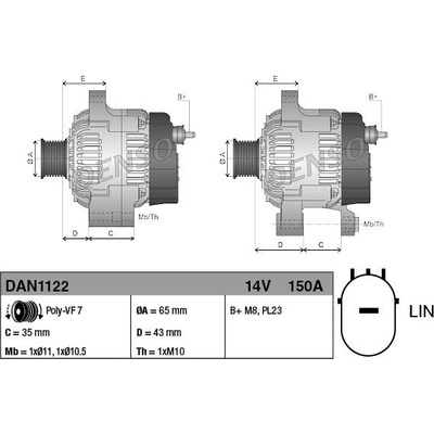Alternátor DENSO (DE DAN1122)