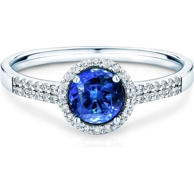 SAVICKI Пръстен Heart of The Ocean: бяло злато, син сапфир