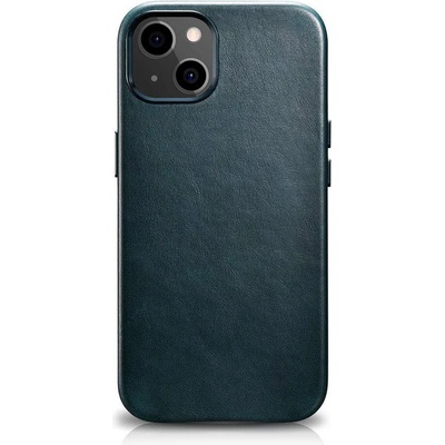 ICARER Leather Oil Wax MagSafe Case - кожен (естествена кожа) кейс с MagSafe за iPhone 13 (син)