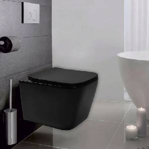 Rea Комплект тоалетна чиния Rea Raul матово черно с капак с плавно затваряне (5902557377589)