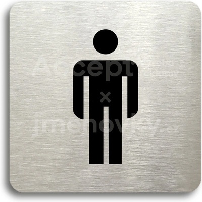ACCEPT Piktogram WC muži - stříbrná tabulka - černý tisk