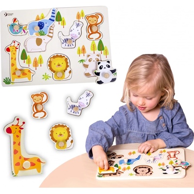 Teddies vkládačka/puzzle deskové obrysové zoo dřevo 30x21cm ve fólii – Sleviste.cz