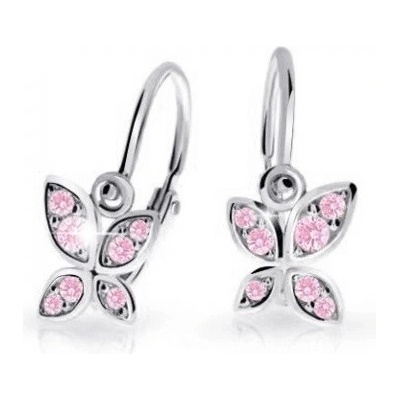 Cutie Jewellery Detské náušnice z bieleho zlata Motýlikovia C2259-10-X-2 ružová