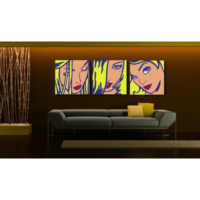 Ručne maľovaný POP Art obraz LICHTENSTEIN - 120x40 cm