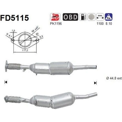 Filtr sazových částic, výfukový systém AS FD5115