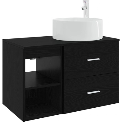 vidaXL Комплект мебели за баня 2 pcs Черен дъб Инженерна дървесина (3403929)