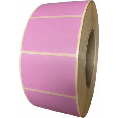 Papierová Etiketa 60 mm x 39 mm, Matný papier, Ružová, Dutinka 76 mm, 2500 ks/kotúč, Permanentné lepidlo, Priemer kotúča 156 mm