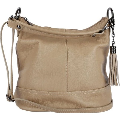 Talianske Svetlá taupe talianska kožená crossbody kabelka Anita