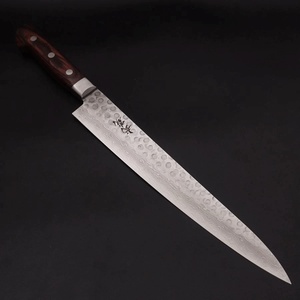 Musashi Кухненски нож Musashi - Япония - ръчна изработка - стомана VG10 - Tsuchime Damascus - Sujihiki 240мм