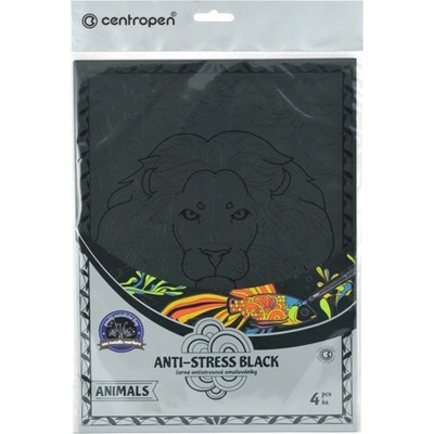 Centropen Antistresové omaľovánky animals čierne