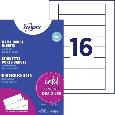 Avery-Zweckform DPC7434A-10 zásuvný štítek se jménem 74 mm x 34 mm bílá