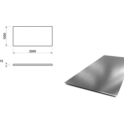 Nerezový plech (1.4301/7 - 1D ) 1x2 m, tloušťka 15 mm