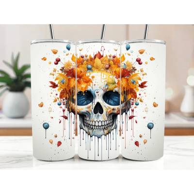 Cool termokelímek s brčkem 590 ml Podzimní lebka Calavera s listím