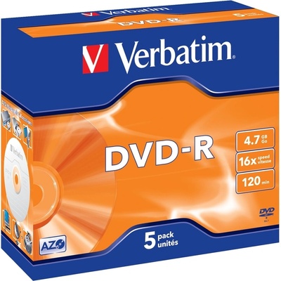 Verbatim Медия, Verbatim DVD-R AZO 4.7GB 16X MATT SILVER SURFACE (5 PACK) (43519)