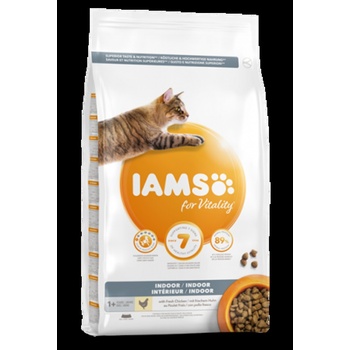 Iams for Vitality Cat Adult Indoor - Пълноценна суха храна за домашни котки с пилешко месо, 10 кг