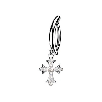 Šperky4U Visací piercing do pupíku s křížkem WP0135