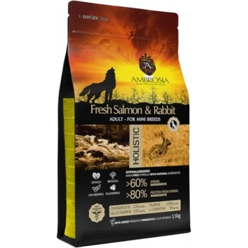 Image 1 of Ambrosia HOLISTIC Mini adult Fresh Salmon Rabbit - холистична храна за пораснали кучета от мини породи с прясна сьомга и заек - 5 кг, Франция