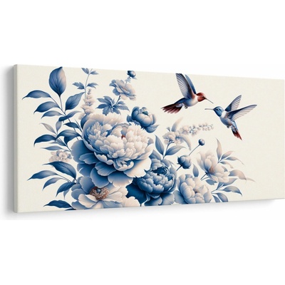 Obraz - Kolibríky nad kvetinou, jednodielne 200x100 cm