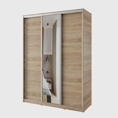 Nejlevnější nábytek Nejby Barnaba posuvné dvere, zrkadlo 150 cm dub sonoma