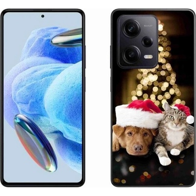 Pouzdro mmCase Gelové Xiaomi Redmi Note 12 Pro+ 5G - vánoční pes a kočka
