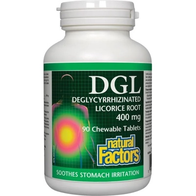 Natural Factors DGL, 400 mg, 90 дъвчащи таблетки, Natural Factors (4508 NF)