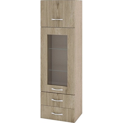 ИРИМ Колона над плот с витрина хоризонтална врата и две чекмеджета Сити МДА-101 мока / дъб сонома арвен 40 см