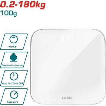TOTAL Електронен кантар total, 180 кг, бял (tl tesa41802)