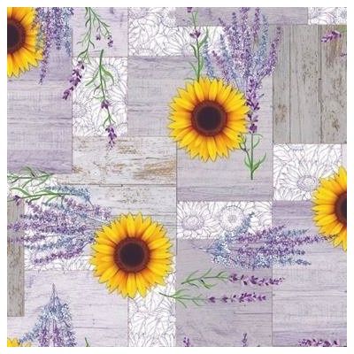 Obrus PVC 3581535, metráž, 20 m x 140 cm, slnečnice s levanduľou, IMPOL TRADE