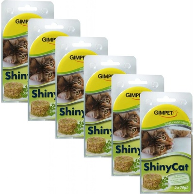 GimCat ShinyCat tuňák & kočičí tráva 12 x 70 g
