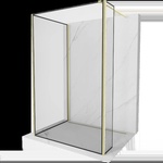 Mexen Kioto стена за душ Walk-in 110 x 90 x 30 cm, черна рамка, златно четкано - 800-110-090-221-55-70-030 (800-110-090-221-55-70-030)
