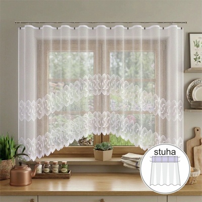 Hotová záclona alebo balkónový komplet, Sirius s riasiacou stuhou, biela 180 x 250 cm dvere