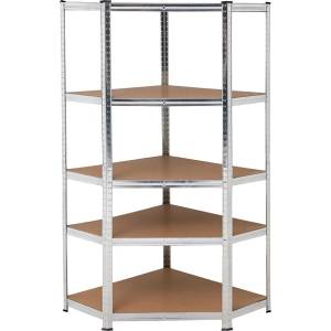 MMS Ъглов метален стелаж MMS - Eko, MDF, 5 х 175 kg, 180 х 70 x 70 x 40 cm (49568)