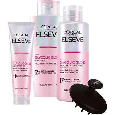 L'Oréal L'Oréal Elseve Комплект Glycolic Gloss - Балсам, Шампоан и Ламинираща грижа, 150 + 2 x 200 ml