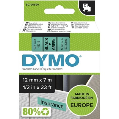 DYMO páska D1 12mm x 7m, černá na zelené, 45019, S0720590