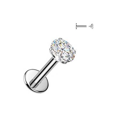 Šperky4U Piercing do brady labreta TITAN Moissanit 0.25ct (4mm) TM042-12064