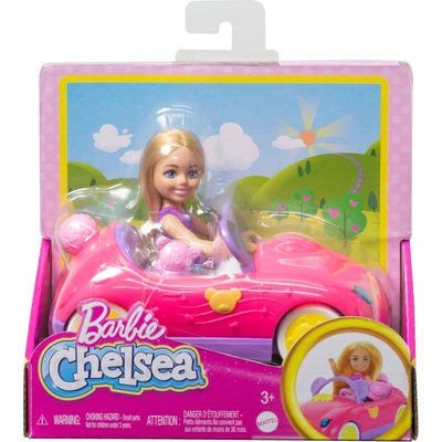 Mattel Barbie Chelsea s blond vlasy medvídkové autíčko a medvídek HXN05