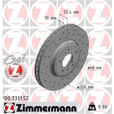 Brzdový kotúč ZIMMERMANN 100.3331.52 (100333152)