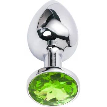 Sensual Метално дилдо Butt Plug "SILVER CRYSTAL LIME" 7 см. Размер - S