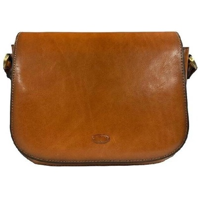Katana crossbody kožená kabelka s klopou koňaková 82802-10