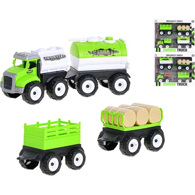 Mikrotrading Sada farmářské auto 11- 12 cm na setrvačník se třemi přívěsy