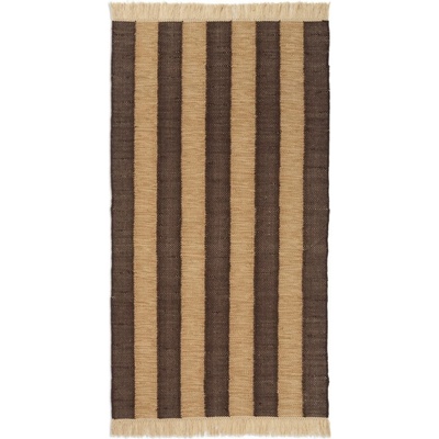 ferm LIVING Vonkajší obrus Ives Tan/Chocolate Recycled PET 80x140 cm