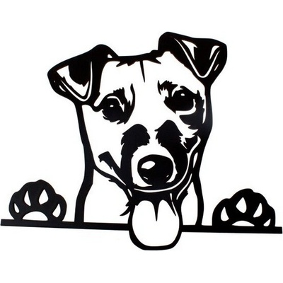 Dřevěná vyřezávaná dekorace na zeď Jack Russel, 35 x 30 cm
